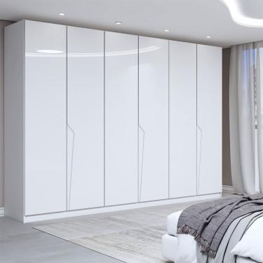 Imagem de Guarda-Roupa Casal Luxe 2,42 Metros 6 Portas 4 Gavetas Branco - Panorama Móveis