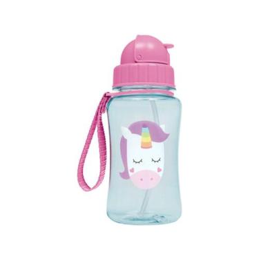 Imagem de Garrafinha com Canudo Buba Animal Fun Unicórnio 6m+ - 08984, 350ml, Az