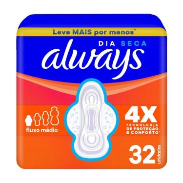 Imagem de Absorvente Always Dia Seca com Abas 32 Unidades