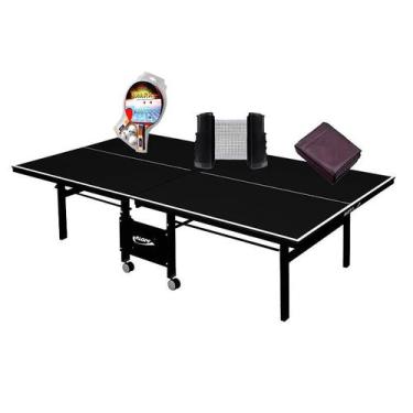 Imagem de MESA PING PONG 1084 PRETA KLOPF + Kit 5055 + Rede Retrátil Preto + Cap