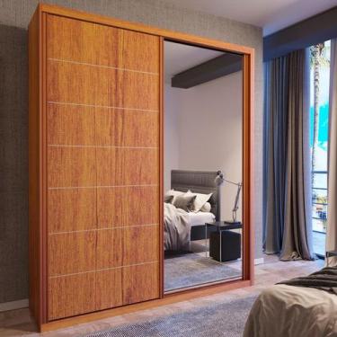 Imagem de Guarda-Roupa Solteiro 100% MDF Titan C/ Espelho Bom Pastor, Naturale