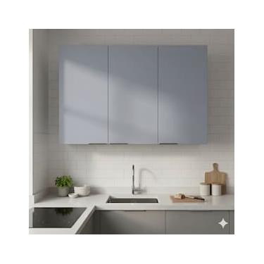 Imagem de Armário de Cozinha Aéreo Bartira Cristal 3 Portas 3 Prateleiras MDP - 120cm de largura