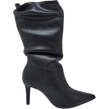 Imagem de Bota Feminina Casual Dia a Dia Festa Passeio Cano Médio Bico Fino Salto Médio Conforto...