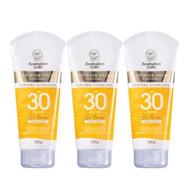Imagem de Kit 3 Protetor Solar Corporal Gel Creme FPS30 Australian Gold 200g