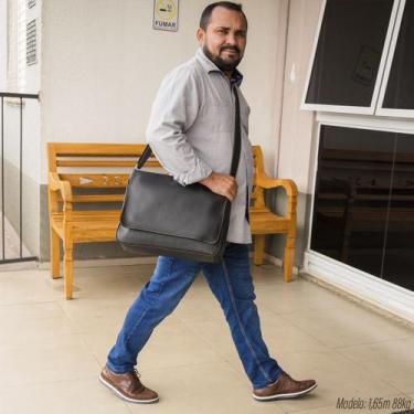 Imagem de Bolsa Pasta Carteiro Masculina Transversal Ombro Executiva Trabalho No