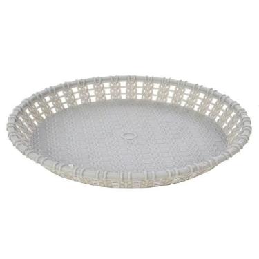 Imagem de Bandeja de Plástico Redonda Rattan Para Servir - Fwb, Cinza