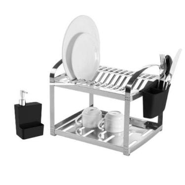 Imagem de Escorredor de 12 Pratos Inox + Dispenser Brinox 2099492