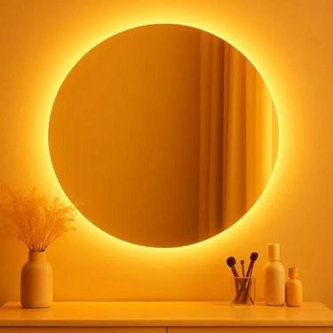 Imagem de Espelho Redondo 80x80cm com LED Indireto Lapidado Branco Quente - Euph