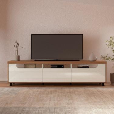 Imagem de Rack para Tv Mercury 75 Polegadas 200cm com 3 Nichos 2 Portas de Correr Cinamomo-off White Artely