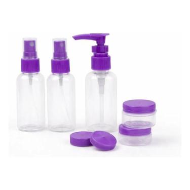 Imagem de Kit Frascos Viagem 5pcs Spray Pump Potes Rosa E Roxo Roxo - DUDADEN ST