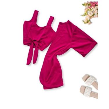 Imagem de Kimono Colete + Crooped Plus Size Feminino 0444 - Bellucy Modas, Pink,