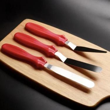 Imagem de Kit 3 Espátulas Inox Para Confeitaria Alisador De Bolo Decorar - Genér