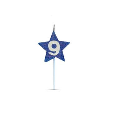 Imagem de Vela de Aniversário Star Azul - Número 9 - Curifest