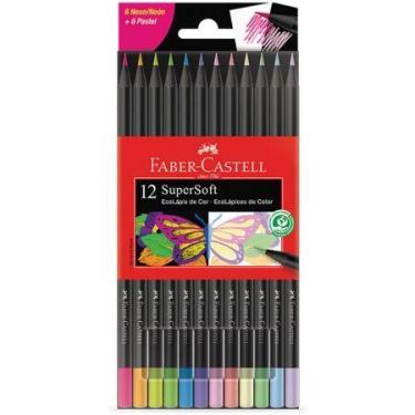 Imagem de Lápis de cor SuperSoft 12 cores neon + pastel 120712SOFTNP - Faber-Cas