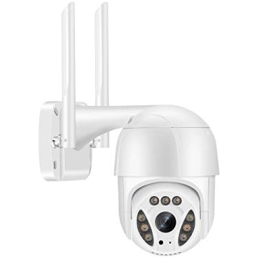 Imagem de Câmera de segurança PTZ 1080P, câmera de rastreamento automático PTZ WiFi ao ar livre com cor de destaque visão noturna detecção humana para casa