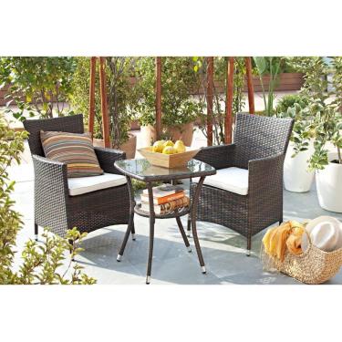 Imagem de Conjunto para Terraço Sidney 3 Peças Ratan PE Marrom Just Home Collection