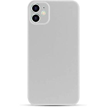 Imagem de HAODEE Capa de silicone líquido para Apple iPhone 11, capa traseira à prova de choque de silicone líquido fino com tudo incluído para iPhone 11 (2019) 6,1 polegadas (cor: branco)