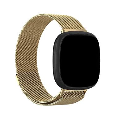 Imagem de Pulseira Magnetica-Milanese compativel com Fitbit Versa 4 e Versa 3 - Fitbit Sense e Sense 2 - Marca LTIMPORTS (Dourado)