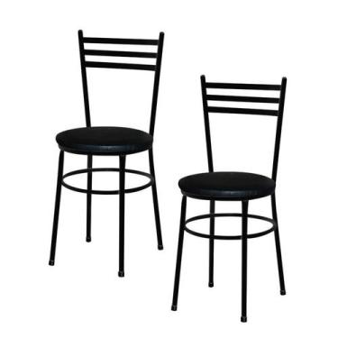 Imagem de Jogo 2 Cadeiras Para Cozinha Epoxi Preta - Lamar Design
