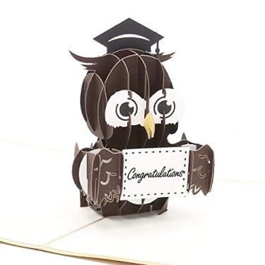 Imagem de Liif Cartão de formatura pop-up 3D de coruja de formatura 2022 - Engraçado, fofo, parabéns, celebração, convite de cerimônia de diploma do ensino médio, faculdade, presente para estudantes de graduação, turma de 2022
