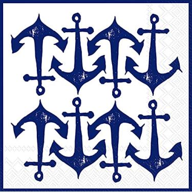 Imagem de Boston International IHR Guardanapos de papel para coquetéis de 3 camadas, 12,7 x 12,7 cm, âncora de carimbo manual