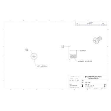 Imagem de M1,4 x unidade Phillips de cabeça fina de aço inoxidável de 2,5 mm para parafuso de máquina (100 peças) - M14-25-M-SS-TP
