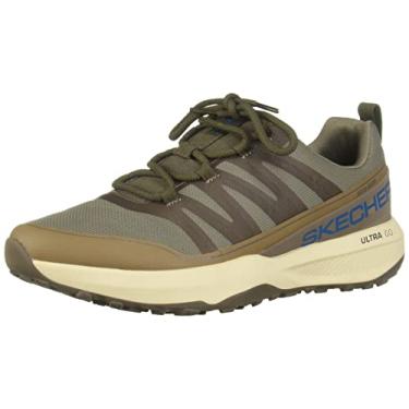 Imagem de Skechers Tênis masculino Go GOtrail Jackrabbit Performance Corrida e Caminhada, Castanho-acinzentado/azul, 12