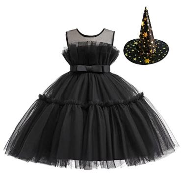 Vestido Infantil Preto com Tule sobre a Saia - Meninas 1 a 10 anos - Preto