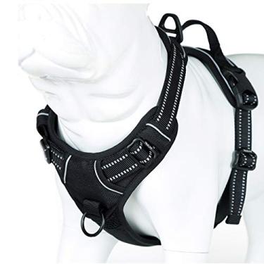 Imagem de (X-Small, Black) - JUXZH Soft Front Dog Harness .Best Reflective No Pull Harness with handle and Two Leash Attachments