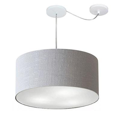 Imagem de Lustre Pendente com Desvio de Centro Cúpula Tecido 55x25 cm, Vivare Iluminação, Pendente4263 CZ, Cinza, Médio