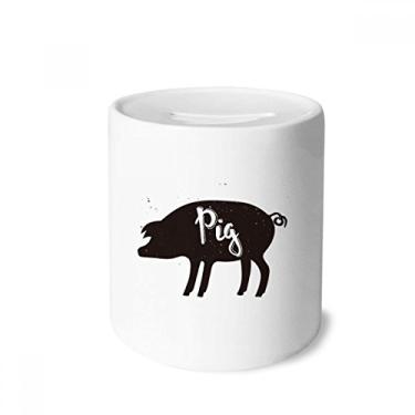 Imagem de DIYthinker Porta-moedas de cerâmica de porco preto e branco animal para presente de cofrinho