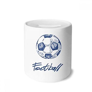 Imagem de DIYthinker Caixa de dinheiro simples de desenho animado de futebol azul caixa de cerâmica porta-moedas presente de cofrinho