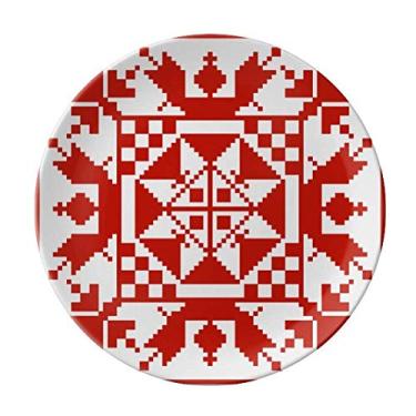 Imagem de Mosaico Estilo Rússia Placa de Textura Vermelha Decorativa de Porcelana Salver Prato de Jantar