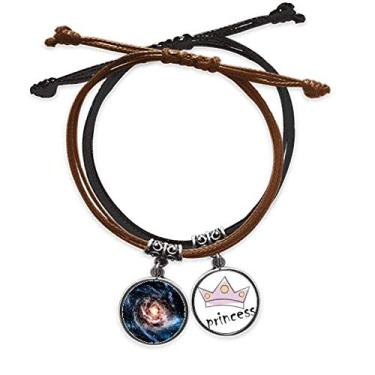 Imagem de DIYthinker Nebulosa Dust Nebulosa Pulseira com estampa de olhos cósmicos com corrente de mão e pulseira de princesa de couro
