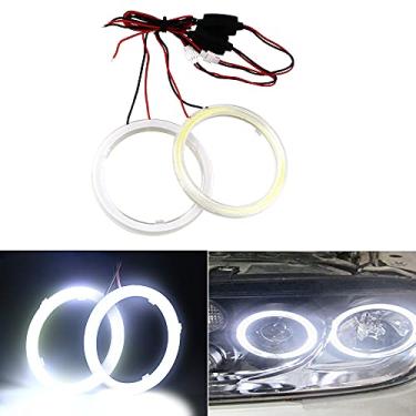 Imagem de Qasim 1 par branco 60 mm 45SMD COB LED Halo Ring Angel Eyes Lâmpadas de aviso de farol LED com cobertura de abajur 12V 24V