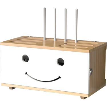Imagem de Caixa organizadora de armazenamento de roteador, rack de decodificador de madeira maciça, caixa de acabamento de cabo de alimentação, armazenamento de soquete, para armazenar tiras de energi