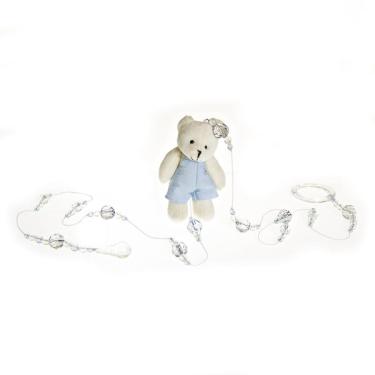 Imagem de Pingente De Cortina Urso Com Roupa Azul Quarto Bebê Infantil