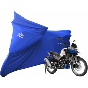 Imagem de Capa Protetora Para Cobrir Moto Dafra NH 190 De Tecido Lycra (Azul)