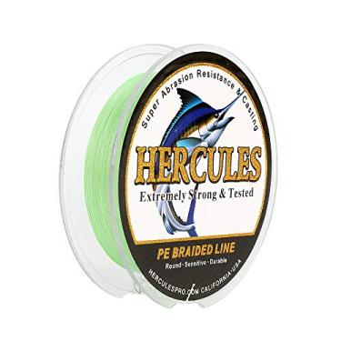 Imagem de Hercules Linha de pesca trançada super forte 4 fios super econômico de 1,8 kg a 2,3 kg Teste para água salgada, 109/328 / 547/1094 jardas (100 m / 300 m / 500 m / 1000 m), Diam# 0,08 mm - 0,55 mm Fluorescent Green, 40LB(18.1KG)-0.32MM-109YDS(100M)