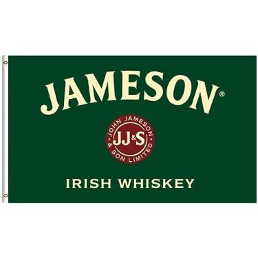 Imagem de Jamesons Bandeira Wisky Banner 0,9 x 1,5 m com 2 ilhós de latão decoração de garagem parede homem caverna vibrat cor/impressão HD/banner de poliéster