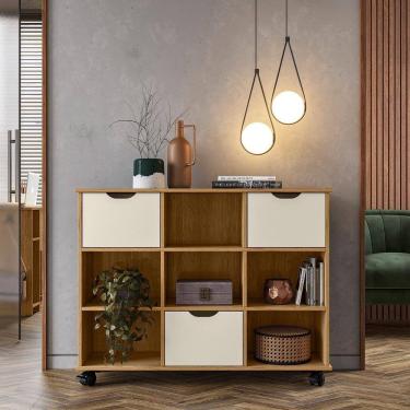 Imagem de Nicho Organizador c/ Rodízios Freijó e 03 Gavetas Off White Qmovi