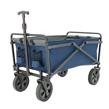 Imagem de Carrinhos de lavanderia, vagão dobrável para exterior com rodas, trailer portátil, estrutura soldada com tubo de aço, carrinho de lona para compras, pesca, camping/vermelho (azul) hopeful