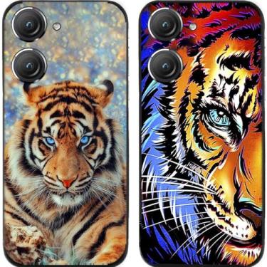 Imagem de 2 peças Cool Tiger King TPU gel silicone capa de telefone traseira para Asus Zenfone 8/9 / 10 (Asus Zenfone 10)