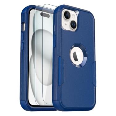 Imagem de Guirble Capa para iPhone 15 Plus, [2 + protetor de tela de vidro temperado] [3 m militar à prova de queda], capa de telefone antiderrapante à prova de choque para iPhone 15 Plus de 6,7 polegadas (azul)