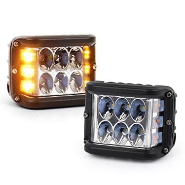 Imagem de Butike Luzes de LED para atirador lateral, luz de trabalho fora de estrada de 10 cm com flash branco e amarelo de LED para cubo de luzes de LED para caminhão 4x4 ATV SUV UTV Trator Arado