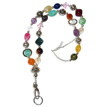 Imagem de Hidden Hollow Beads Cordão feminino curto curto com contas fortes, porta-crachás, chaves, dispositivo médico. 71-76 cm, Grosso multi - não quebra, Short