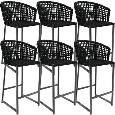 Imagem de Kit 06 Banqueta Área Gourmet Cozinha Varanda D04 Preto