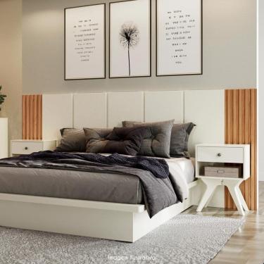 Imagem de Cabeceira Ripada Queen 270x120cm MDF Freijó Off White