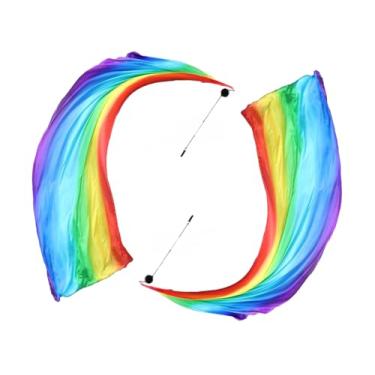 Imagem de Hitopin 2 conjuntos de véu colorido de dança do ventre Poi seda Poi bolas de arremesso Poi cachecol Poi Streamer Poi com bolas Poi bola de dança do ventre para apresentação de dança do ventre, para