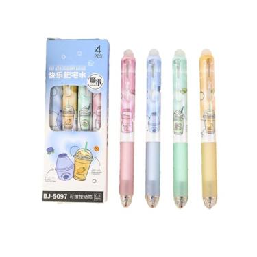 Imagem de Joucien 4 peças/caixa - caneta neutra apagável a quente de 0,5 mm azul fácil de limpar neutra térmica - (feliz) 4 unidades, caixa preta